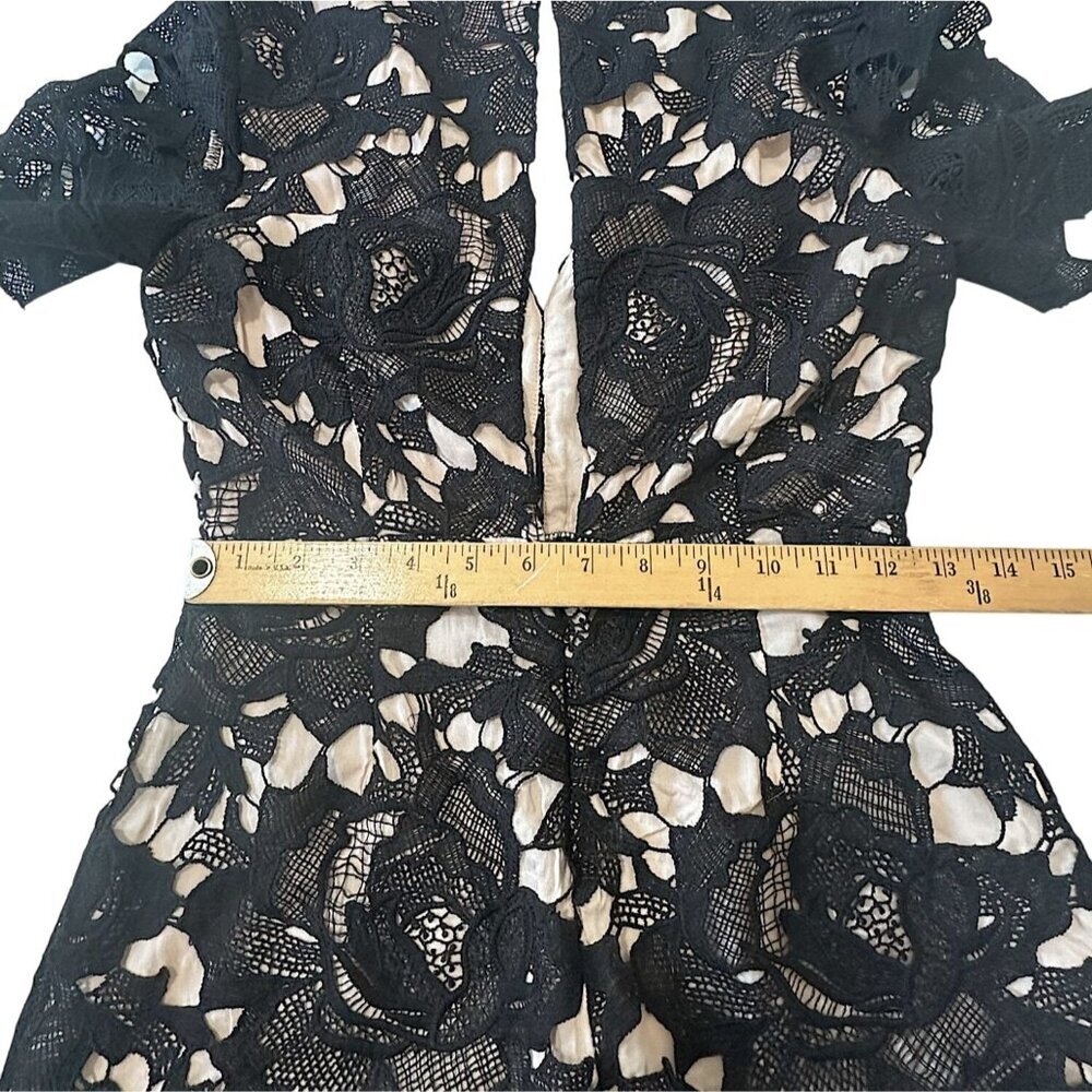 The Impeccable Pig Floral Black Lace Romper, Size S - Picture 14 of 15